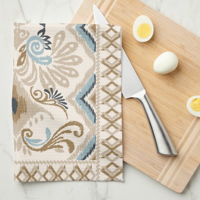 Ikat Chevron Paisley  Kitchen Towel (Quarter Fold)
