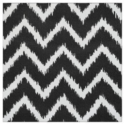 Ikat Chevron Pattern - Black and white Fabric