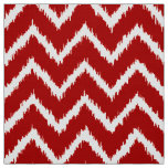 Ikat Chevron Pattern - Deep red and white Fabric