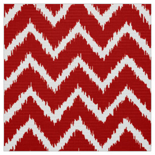 Ikat Chevron Pattern - Deep red and white Fabric