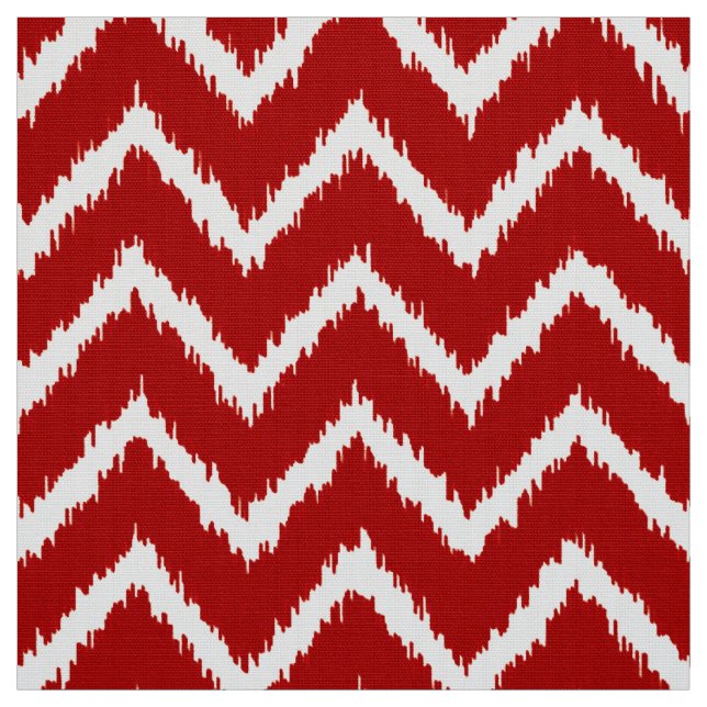 Ikat Chevron Pattern - Deep red and white Fabric (Swatch)