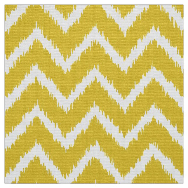 Ikat Chevron Pattern - Mustard yellow and white Fabric (Swatch)