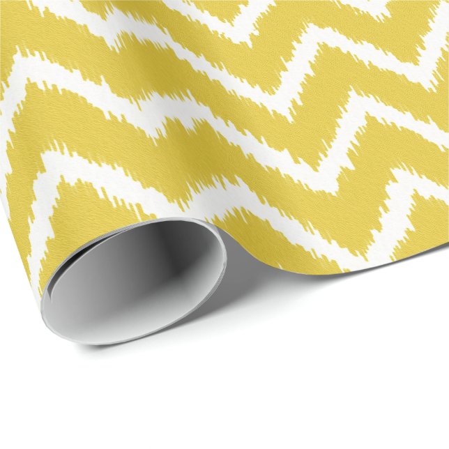 Ikat Chevron Pattern - Mustard yellow and white Wrapping Paper (Roll Corner)