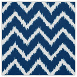Ikat Chevron Pattern - Navy blue and white Fabric