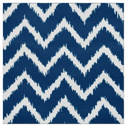 Ikat Chevron Pattern - Navy blue and white Fabric