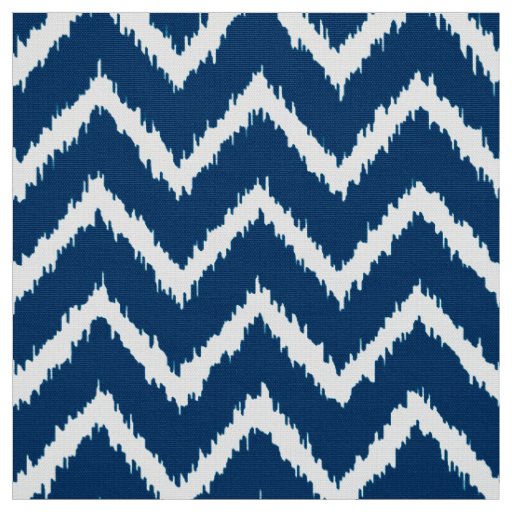 Ikat Chevron Pattern - Navy blue and white Fabric