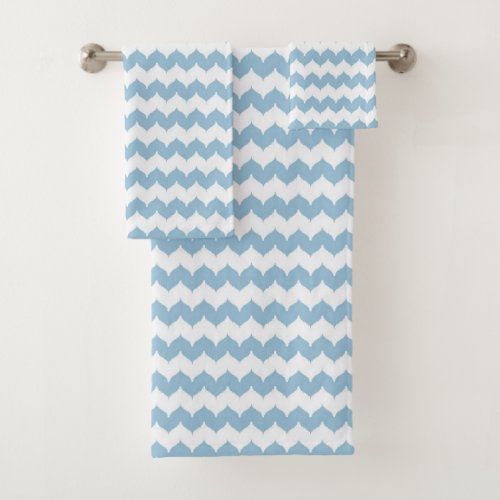 Ikat Chevron Pattern Pastel Blue Bath Towel Set