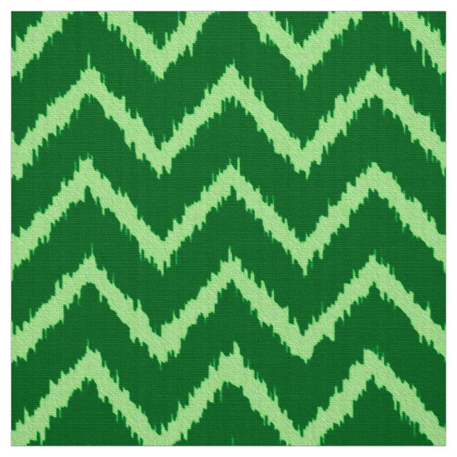 Ikat Chevron Pattern - Pine and light green Fabric (Swatch)