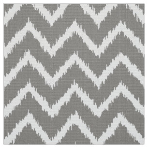 Ikat Chevron Pattern - Silver grey / gray & white Fabric