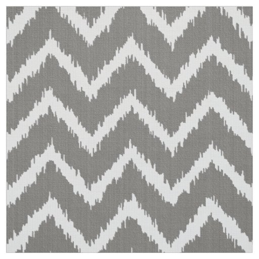 Ikat Chevron Pattern - Silver grey / gray & white Fabric