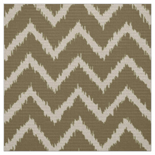 Ikat Chevron Pattern - Taupe tan and beige Fabric