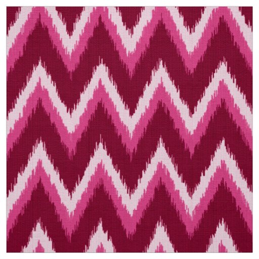 Ikat Chevron Stripes - Burqundy, Rose and Pink Fabric