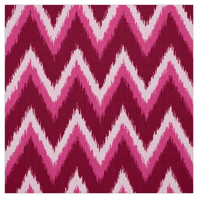 Ikat Chevron Stripes - Burqundy, Rose and Pink Fabric (Swatch)