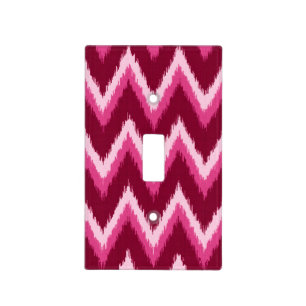 Ikat Chevron Stripes - Burqundy, Rose and Pink Light Switch Cover