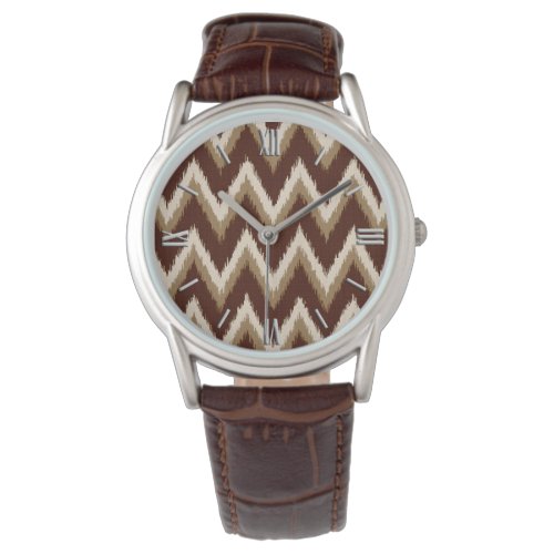 Ikat Chevron Stripes _ Chocolate Brown  Beige Watch