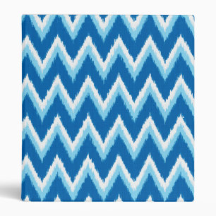 Ikat Chevron Stripes - Cobalt, Sky Blue and White 3 Ring Binder
