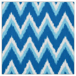 Ikat Chevron Stripes - Cobalt, Sky Blue and White Fabric
