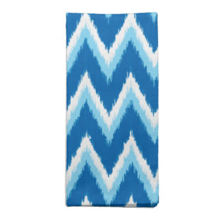 Ikat Chevron Stripes - Cobalt, Sky Blue and White Napkin