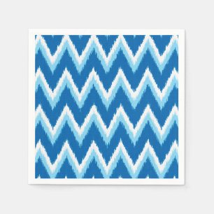 Ikat Chevron Stripes - Cobalt, Sky Blue and White Napkins