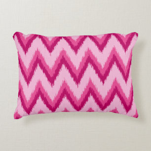 Ikat Chevron Stripes - Fuchsia and Pale Pink Accent Pillow