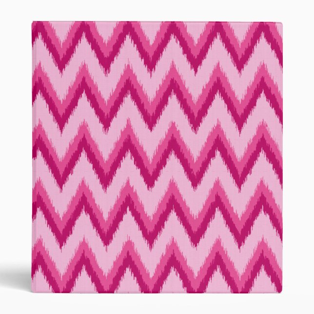 Ikat Chevron Stripes - Fuchsia and Pale Pink Binder (Front)