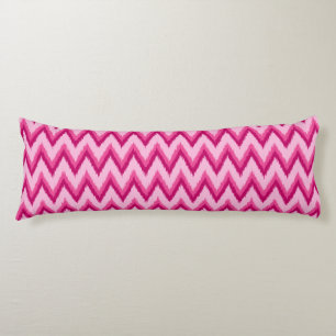 Ikat Chevron Stripes - Fuchsia and Pale Pink Body Pillow