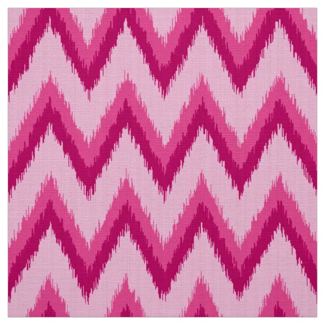 Ikat Chevron Stripes - Fuchsia and Pale Pink Fabric (Swatch)
