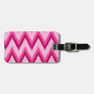 Ikat Chevron Stripes - Fuchsia and Pale Pink Luggage Tag