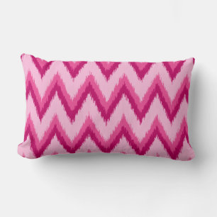 Ikat Chevron Stripes - Fuchsia and Pale Pink Lumbar Pillow