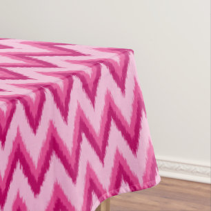 Ikat Chevron Stripes - Fuchsia and Pale Pink Tablecloth