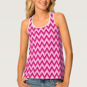 Ikat Chevron Stripes - Fuchsia and Pale Pink Tank Top