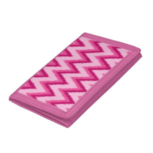 Ikat Chevron Stripes - Fuchsia and Pale Pink Trifold Wallet