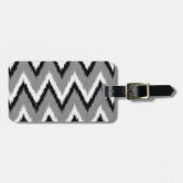 Ikat gray chevron coral label monogram tag