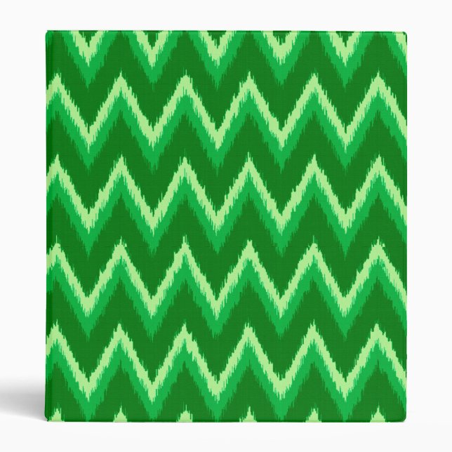 Ikat Chevron Stripes - Pine and Lime Green 3 Ring Binder (Front)