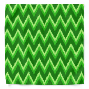 Ikat Chevron Stripes - Pine and Lime Green Bandana