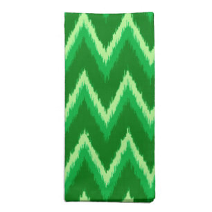 Ikat Chevron Stripes - Pine and Lime Green Cloth Napkin