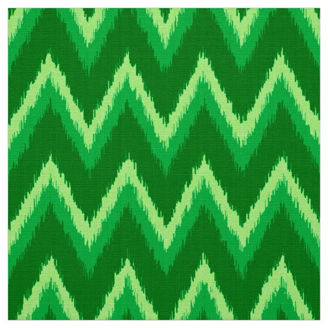 Ikat Chevron Stripes - Pine and Lime Green Fabric (Swatch)