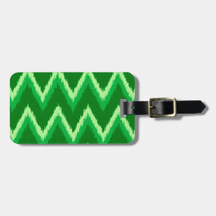 Ikat Chevron Stripes - Pine and Lime Green Luggage Tag
