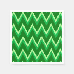 Ikat Chevron Stripes - Pine and Lime Green Paper Napkins