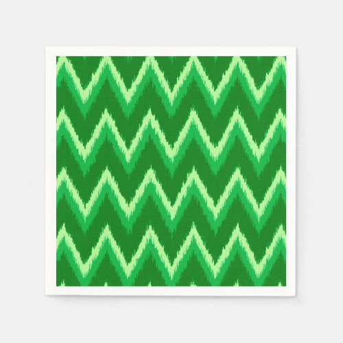 Ikat Chevron Stripes _ Pine and Lime Green Paper Napkins