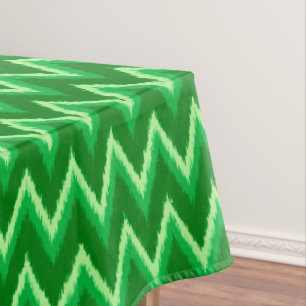 Ikat Chevron Stripes - Pine and Lime Green Tablecloth