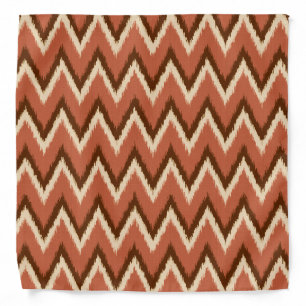 Ikat Chevron Stripes - Rust, Brown and Beige Bandana