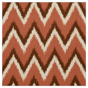 Ikat Chevron Stripes - Rust, Brown and Beige Fabric