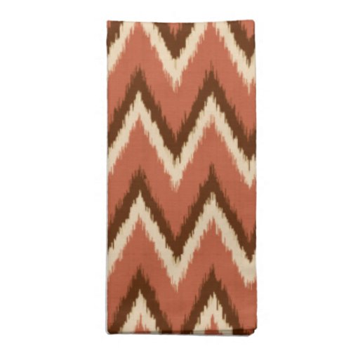 Ikat Chevron Stripes _ Rust Brown and Beige Napkin