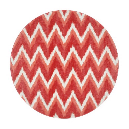 Ikat Chevron Stripes _ Rust Orange and White Cutting Board