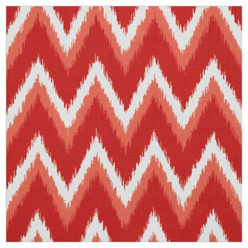 Ikat Chevron Stripes - Rust Orange and White Fabric
