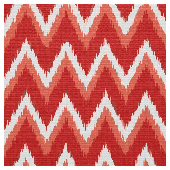 Ikat Chevron Stripes - Rust Orange and White Fabric (Swatch)