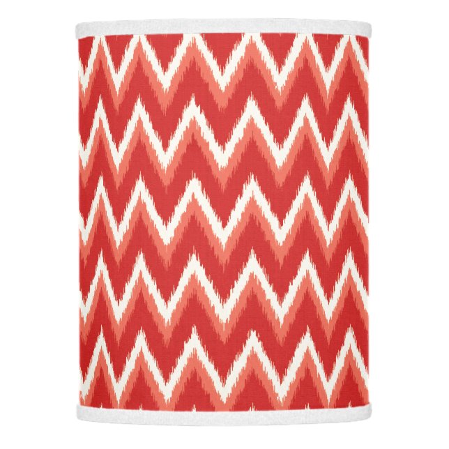 Ikat Chevron Stripes - Rust Orange and White Lamp Shade (Front)