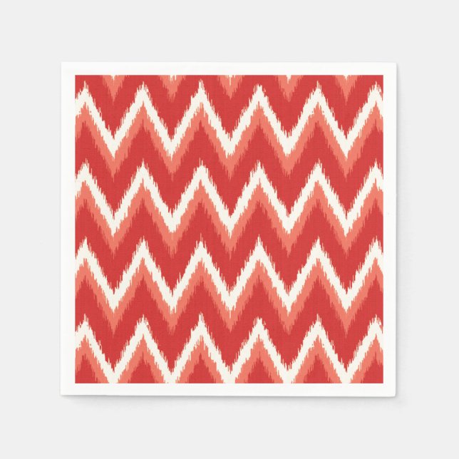 Ikat Chevron Stripes - Rust Orange and White Napkins (Front)