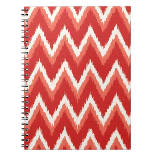 Ikat Chevron Stripes _ Rust Orange and White Notebook
